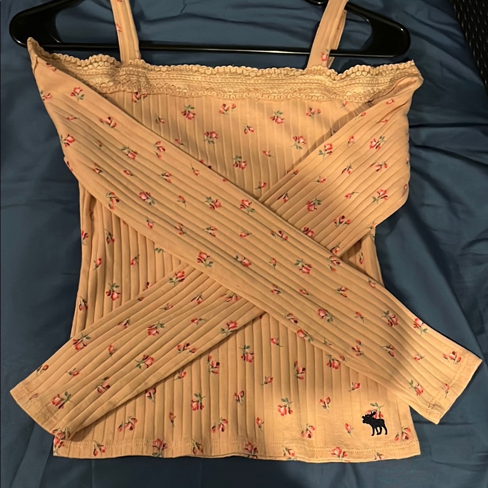 Abercrombie Kids Cream and Pink Ribbed Camisole